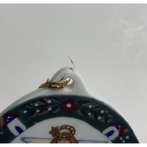 Christmas Ornament Oval Ceramic Angel Stars By Cynthia Madrid Folk Art READ - Picture 4 of 6